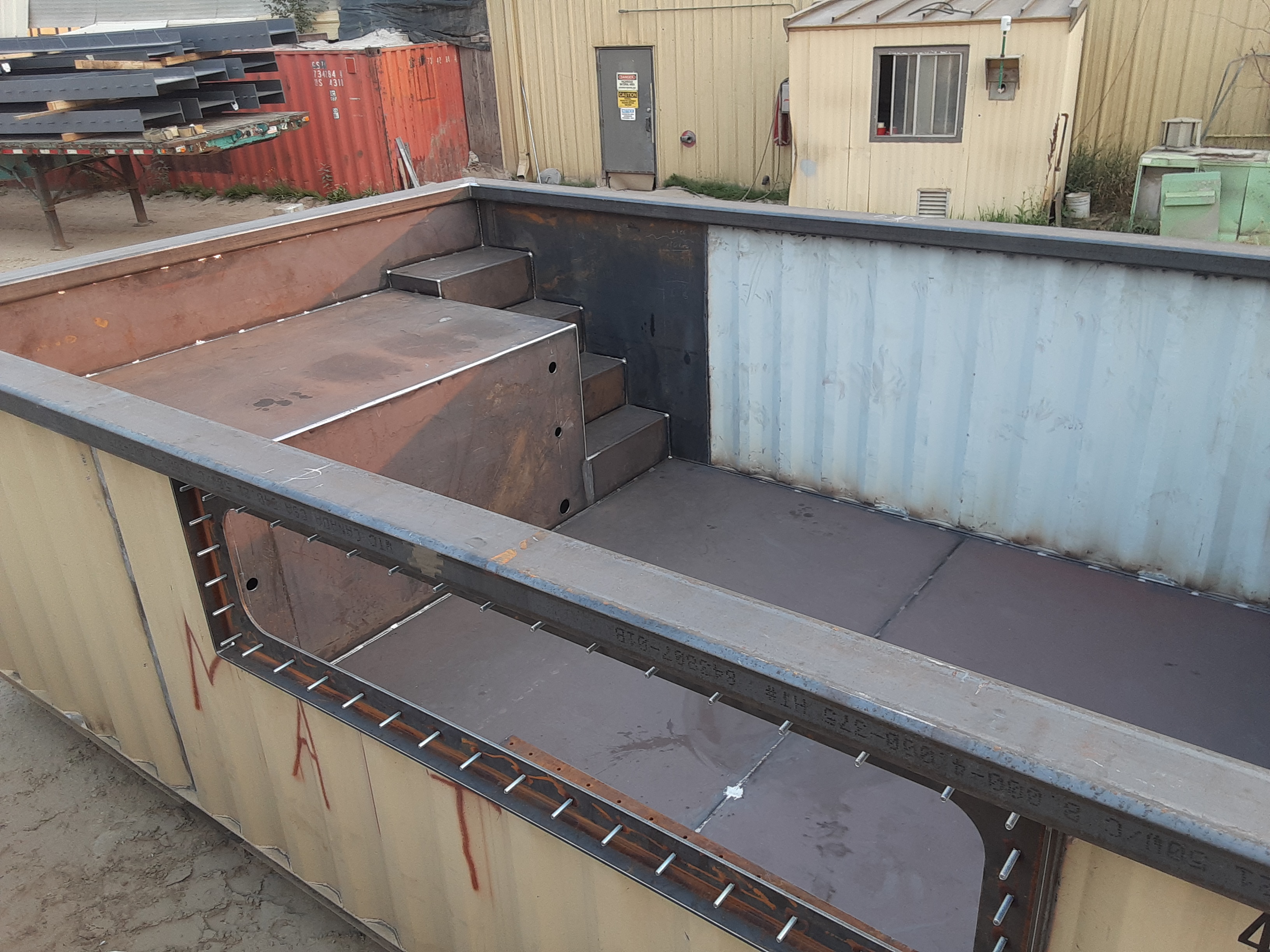 An above ground pool ready for blasting